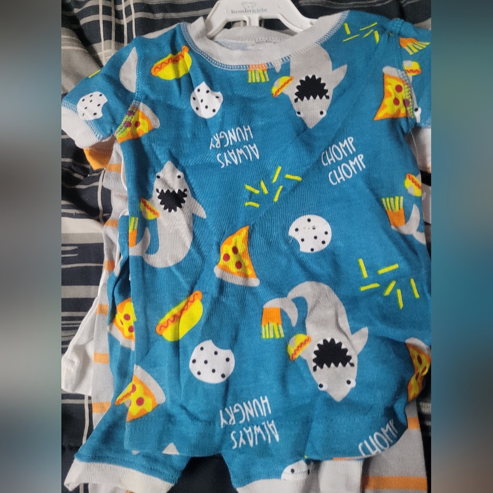 Kids Shark Print One Piece - White and Orange - Picture 4 of 11